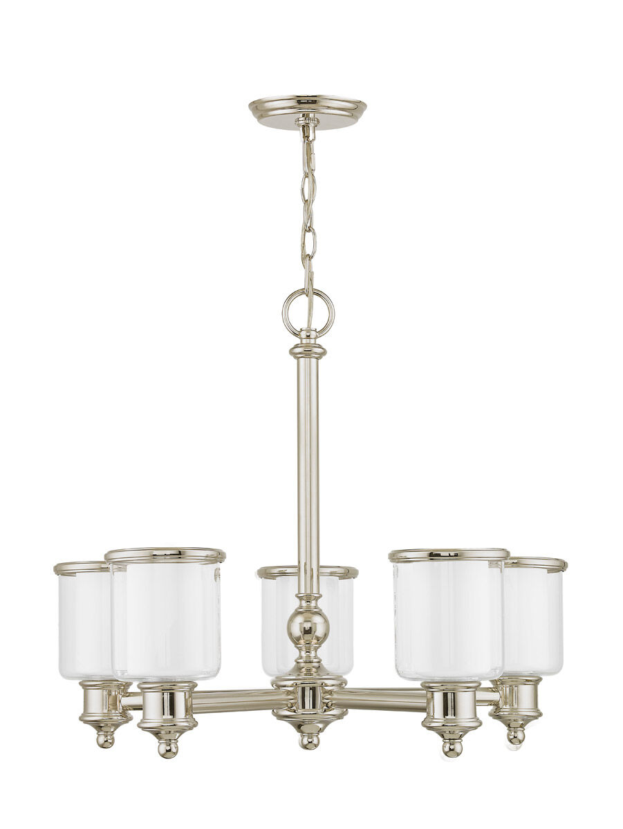 Middlebush 5 Light 25 inch Polished Nickel Chandelier Ceiling Light