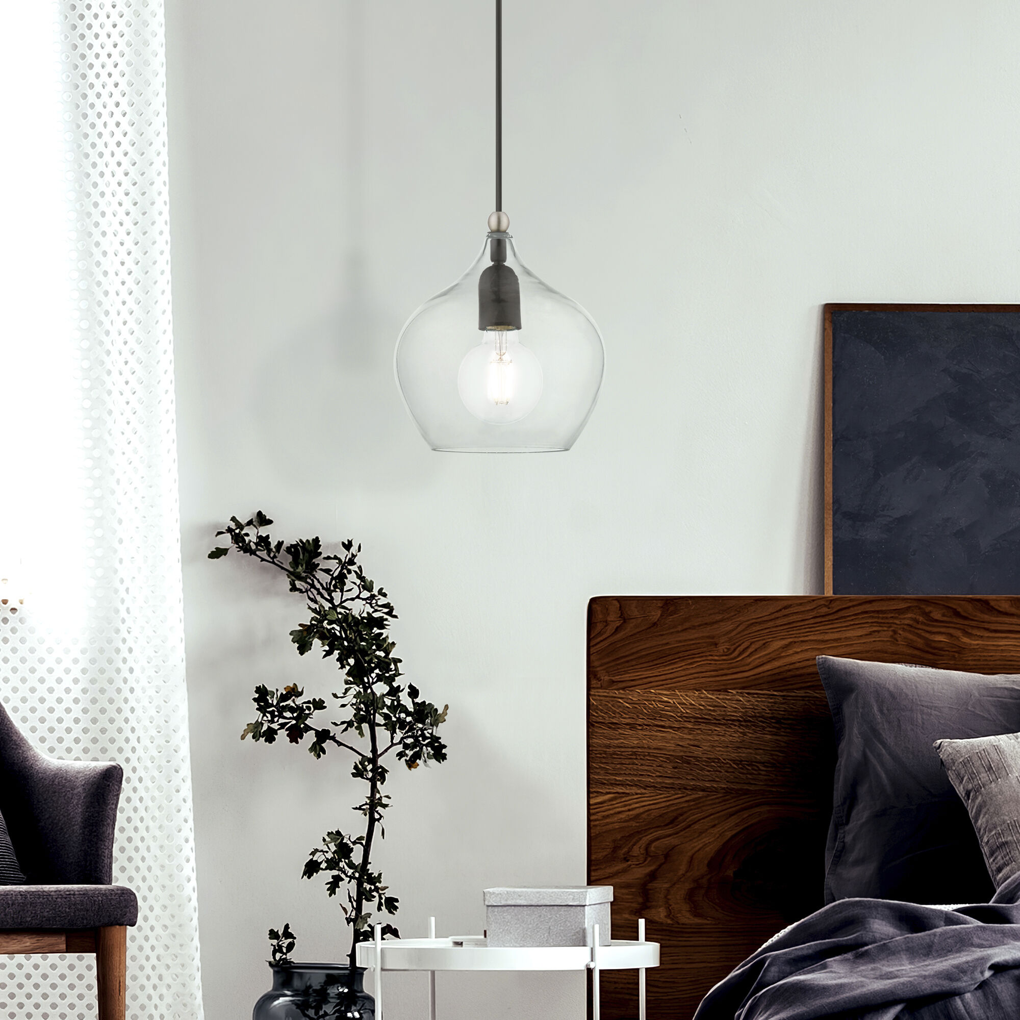 Aldrich 1 Light 8 inch Black with Brushed Nickel Accent Pendant Ceiling Light