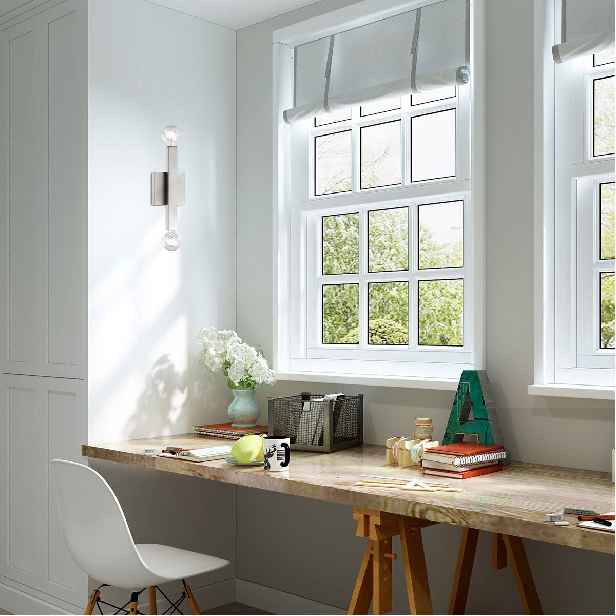 Solna 2 Light 6 inch Brushed Nickel ADA Sconce Wall Light