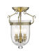 Jefferson 3 Light 10 inch Antique Brass Semi-Flush Mount Ceiling Light