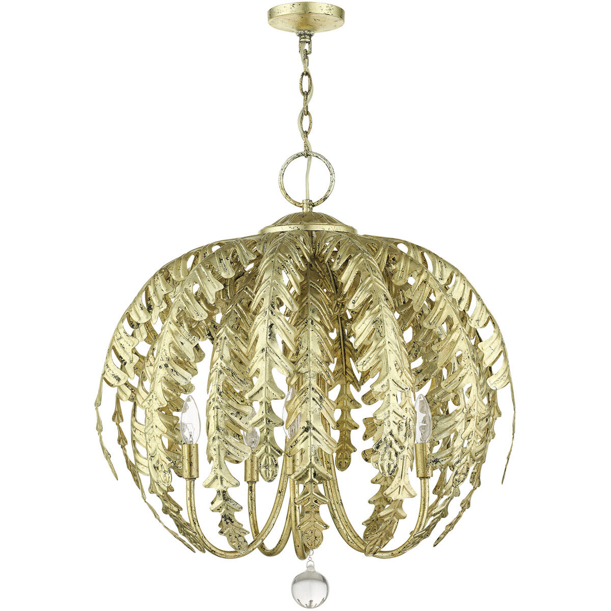 Acanthus 5 Light 26 inch Winter Gold Chandelier Ceiling Light