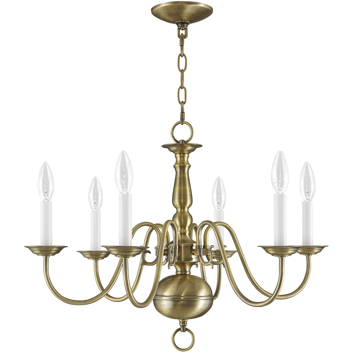 Livex 5006-01 Williamsburgh 6 Light 24 inch Antique Brass 