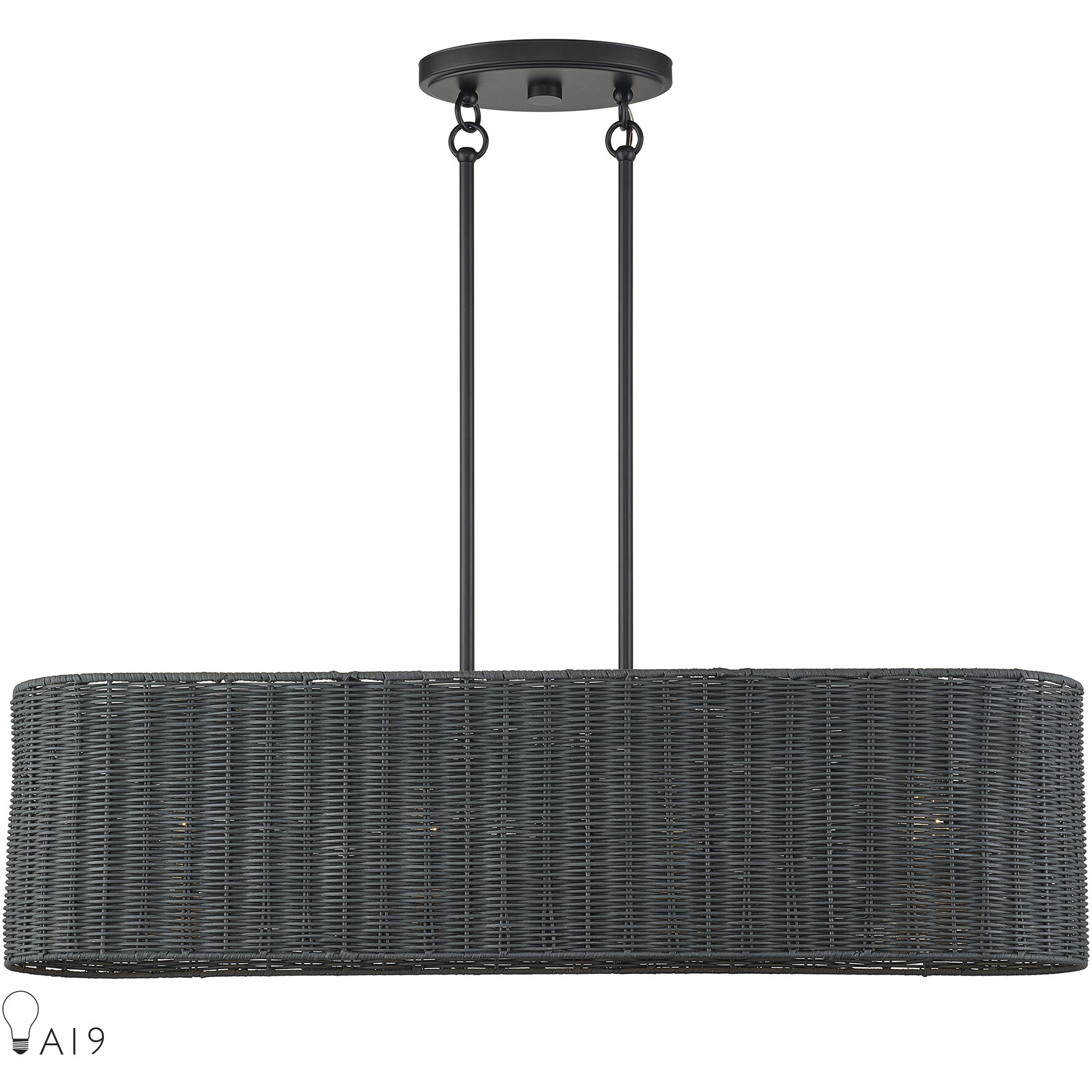 Weavington 4 Light 36 inch Black Linear Chandelier Ceiling Light, Large