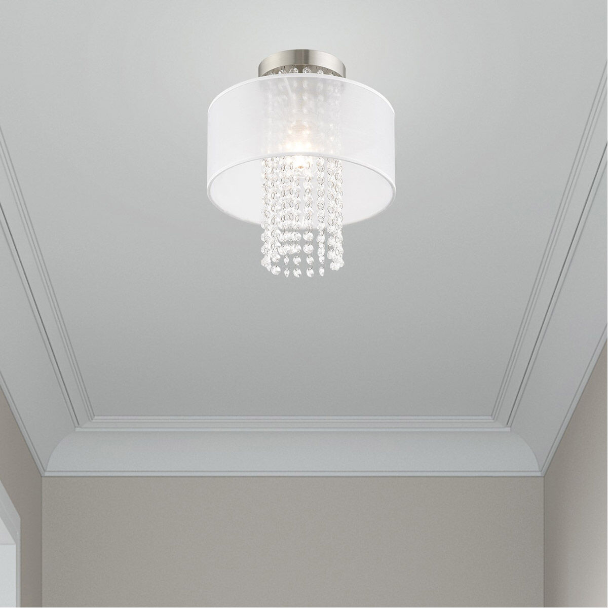 Bella Vista 1 Light 11 inch Brushed Nickel Semi-Flush Mount Ceiling Light