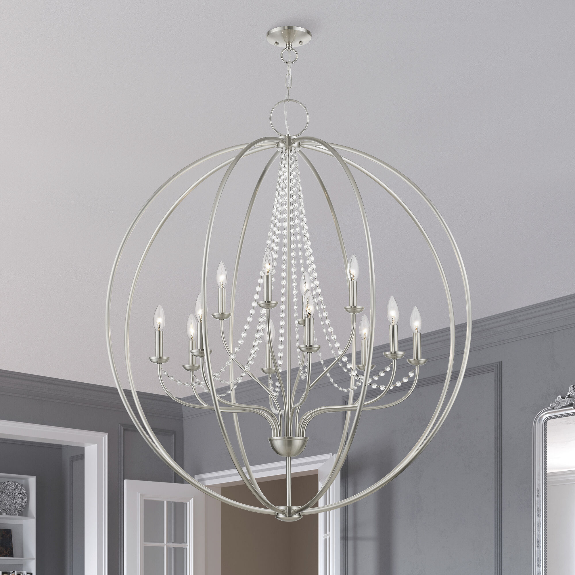 Arabella 12 Light 40 inch Brushed Nickel Grande Foyer Chandelier Ceiling Light