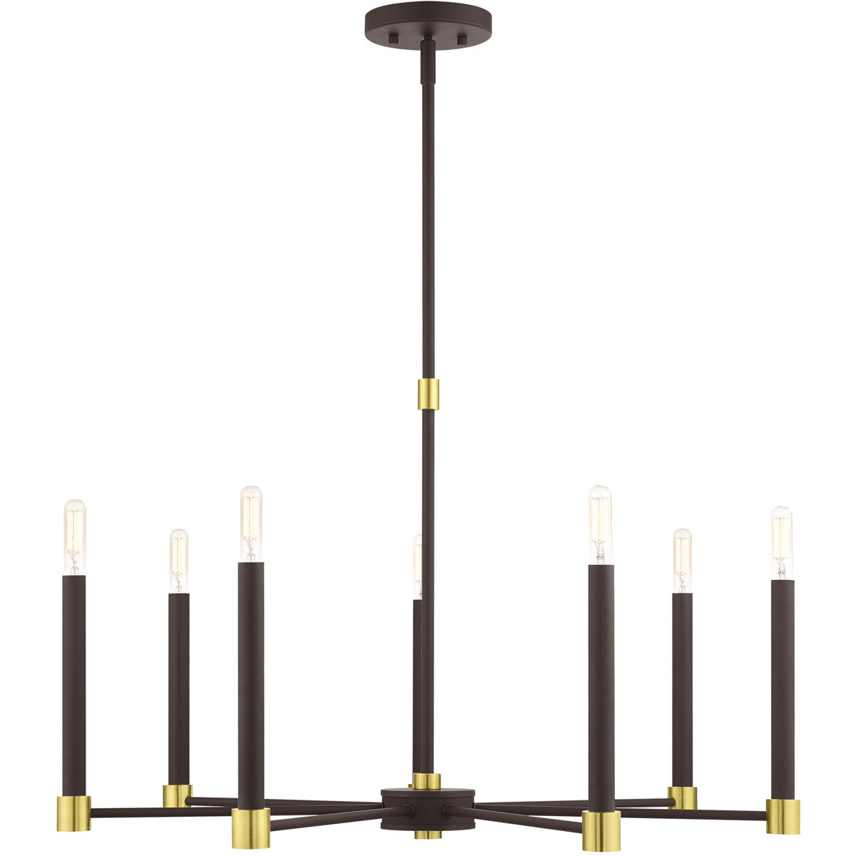 Karlstad 7 Light 28 inch Bronze with Satin Brass Accents Chandelier Ceiling Light