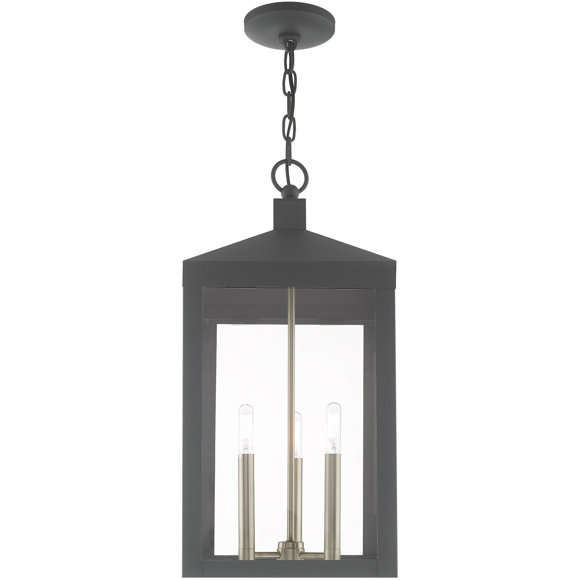 Nyack 3 Light 11 inch Scandinavian Gray Outdoor Pendant Lantern