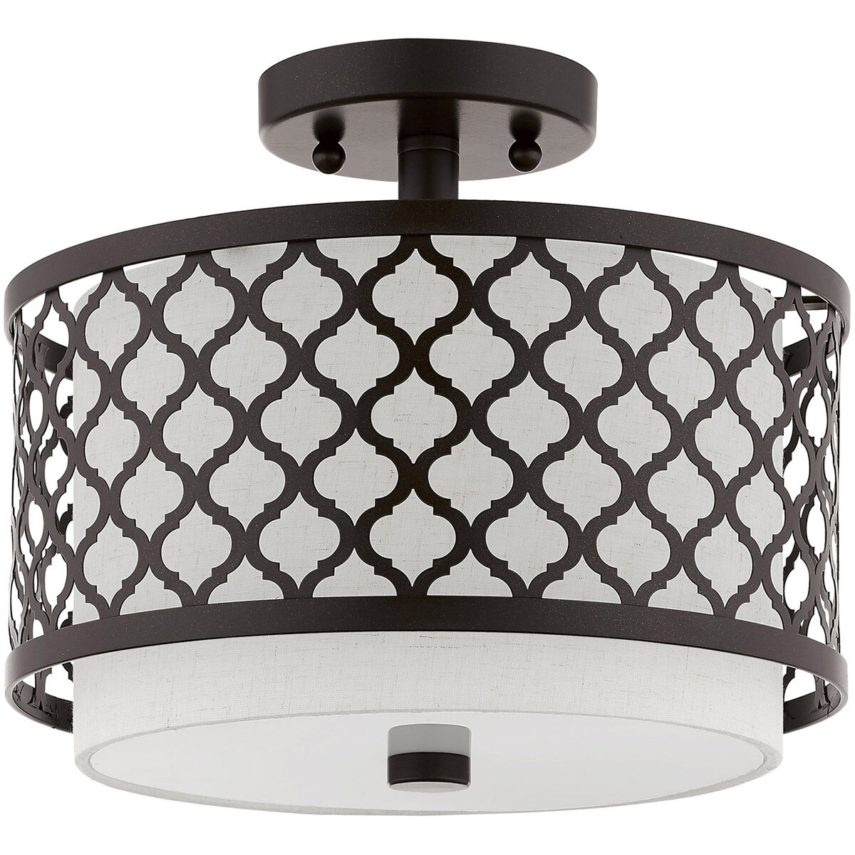 Arabesque 2 Light 12 inch English Bronze Semi-Flush Mount Ceiling Light