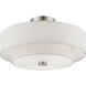 Meridian 3 Light 15 inch Brushed Nickel Semi-Flush Ceiling Light