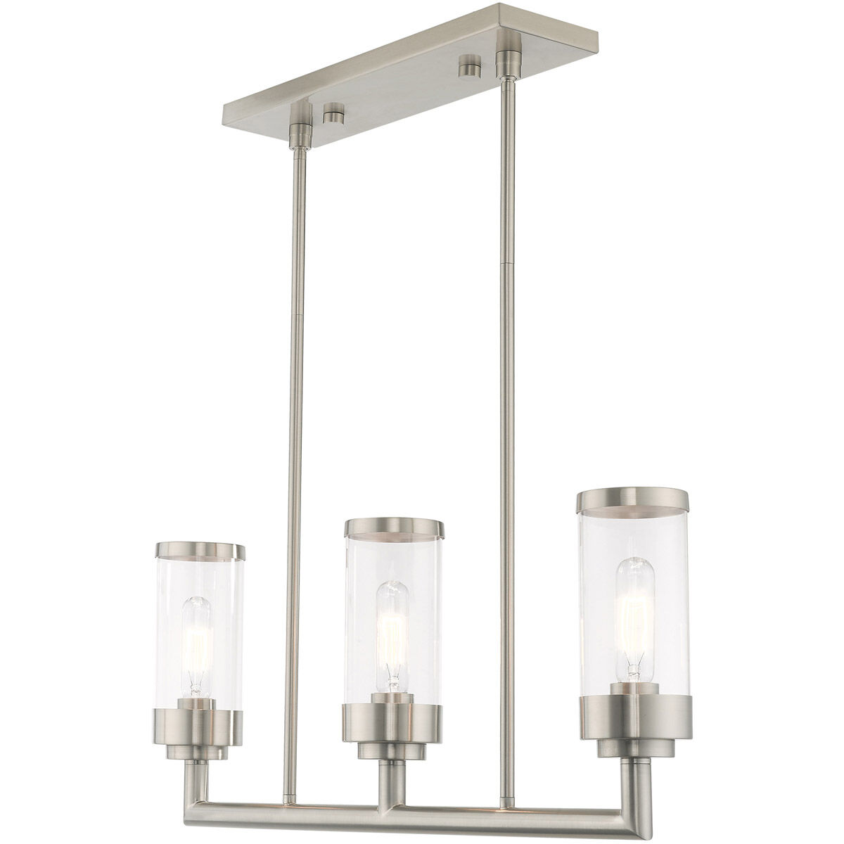 Hillcrest 3 Light 28 inch Brushed Nickel Linear Chandelier Ceiling Light