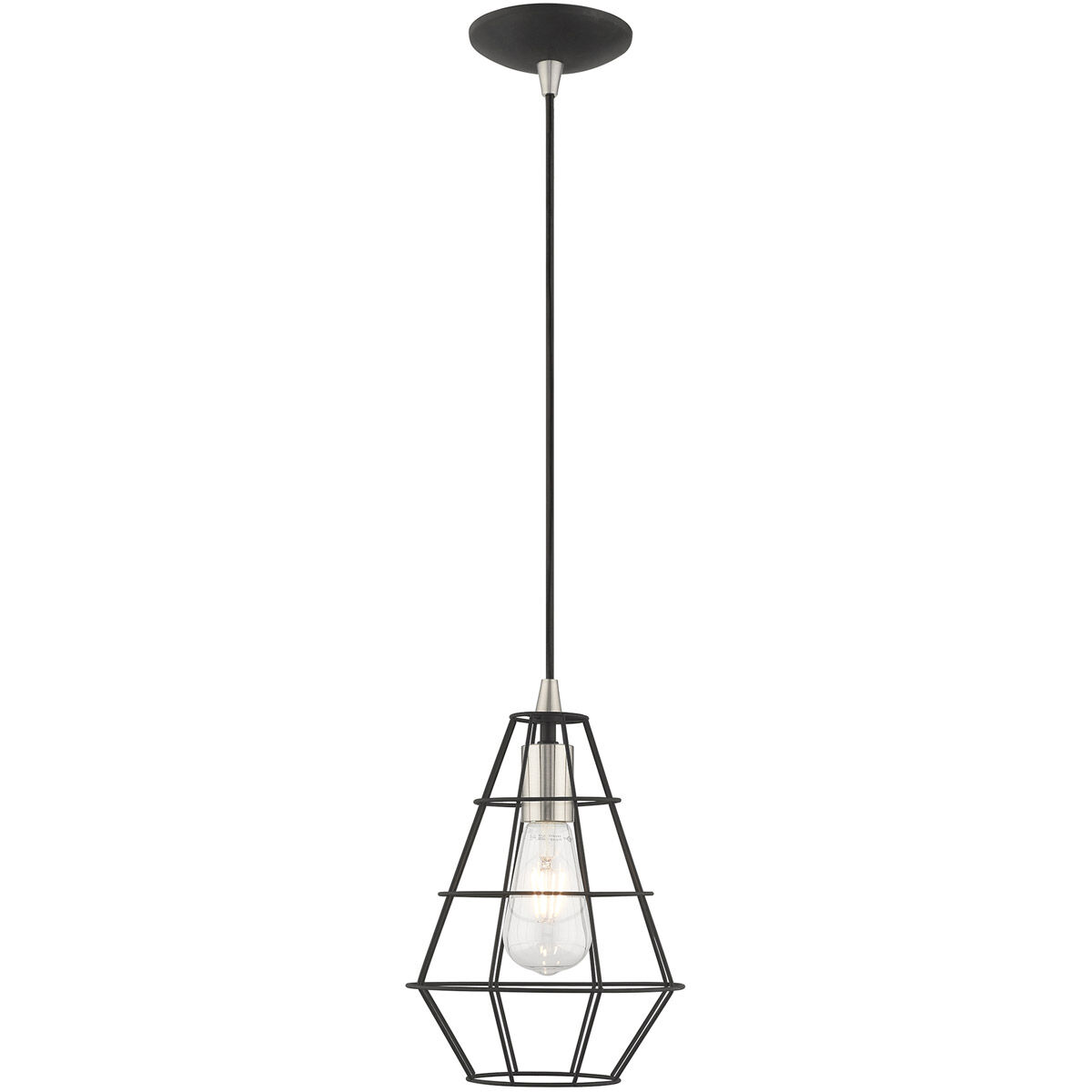 Geometric 1 Light 7.75 inch Black Mini Pendant Ceiling Light