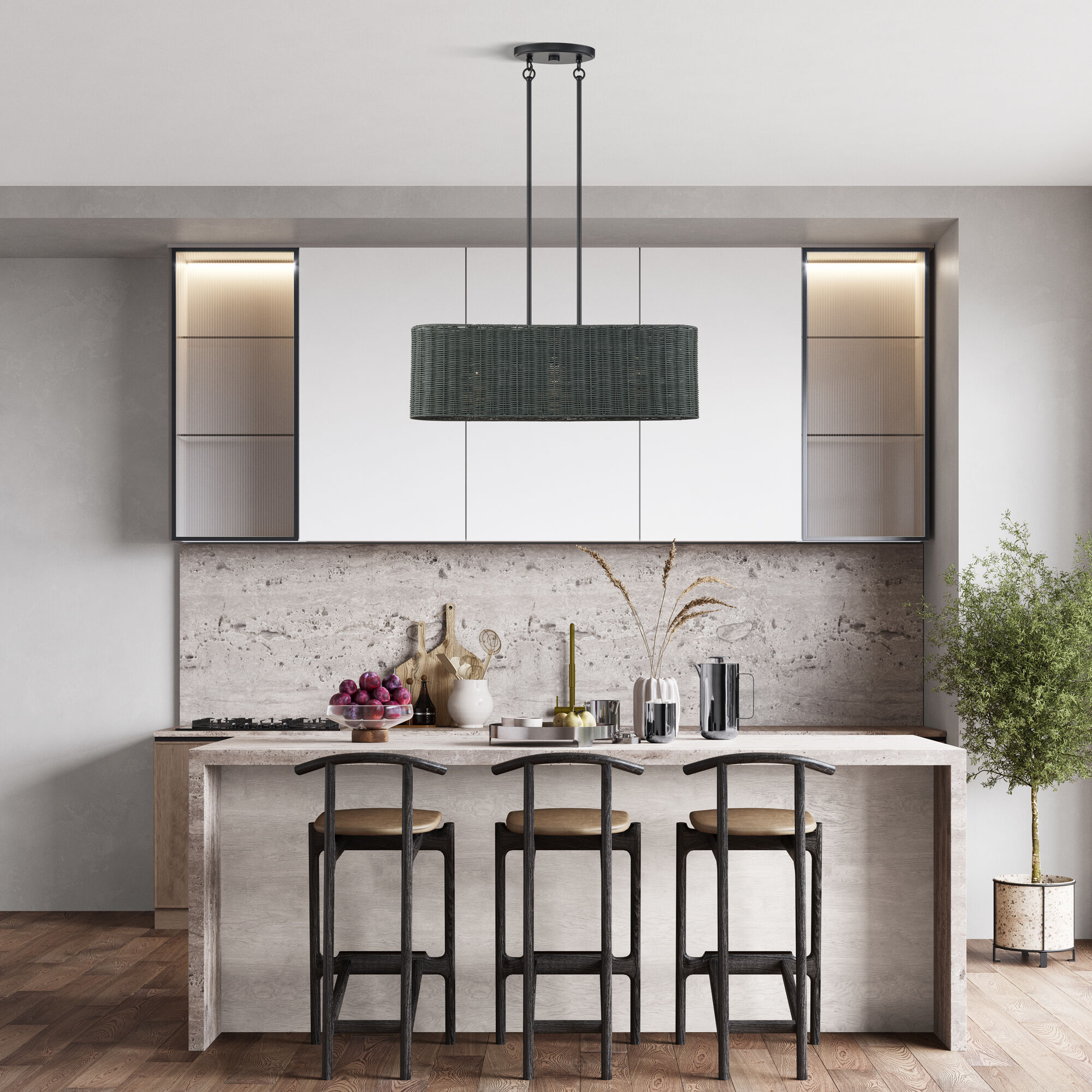 Weavington 3 Light 30 inch Black Linear Chandelier Ceiling Light, Medium