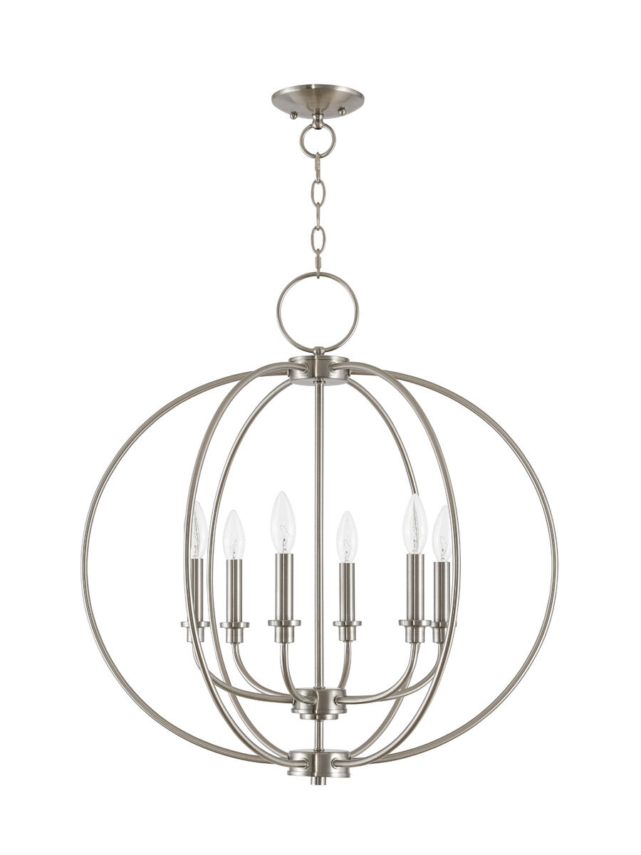 Milania 6 Light 25 inch Brushed Nickel Chandelier Ceiling Light