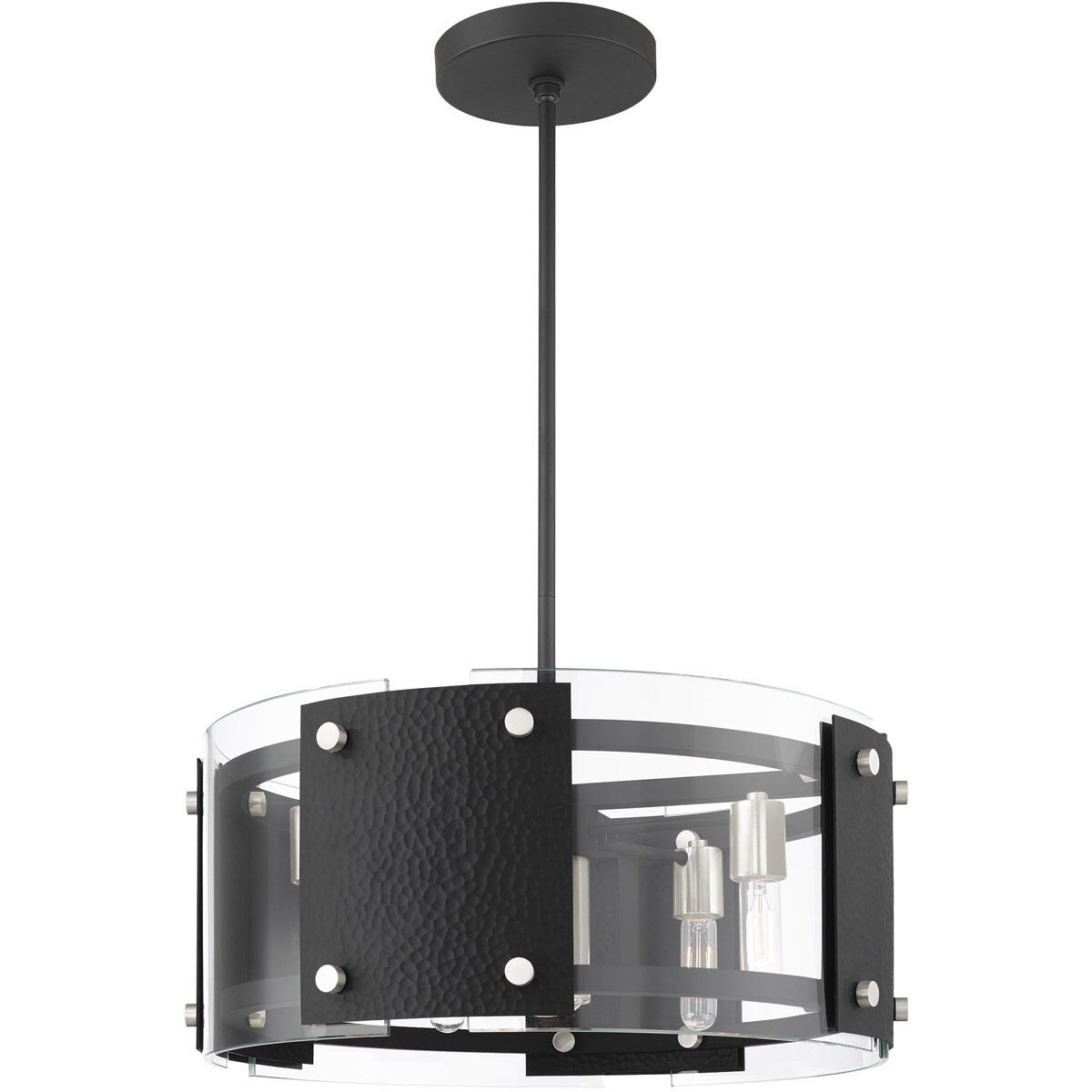 Barcelona 7 Light 8 inch Black with Brushed Nickel Accents Pendant Chandelier Ceiling Light