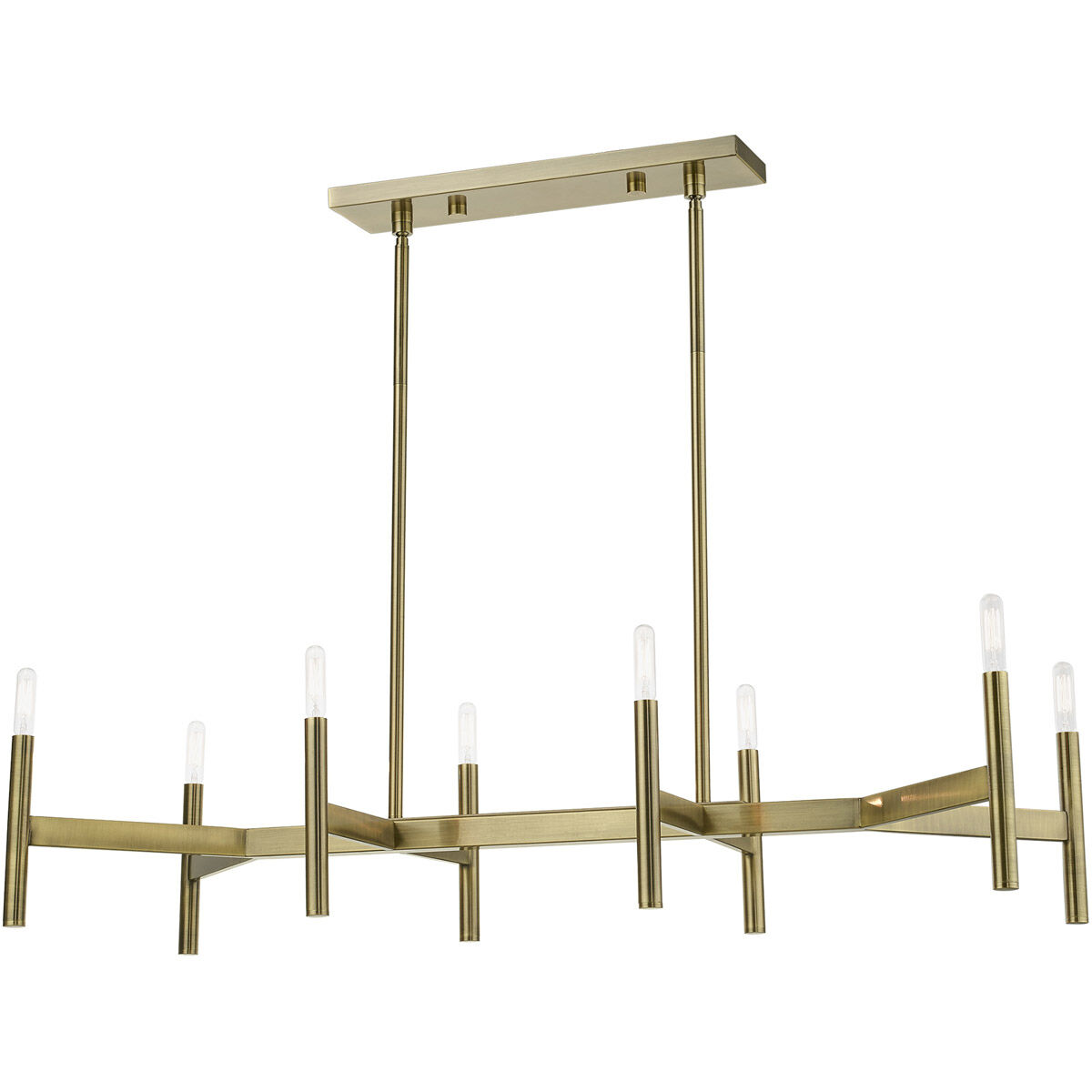 Copenhagen 8 Light 40 inch Antique Brass Linear Chandelier Ceiling Light