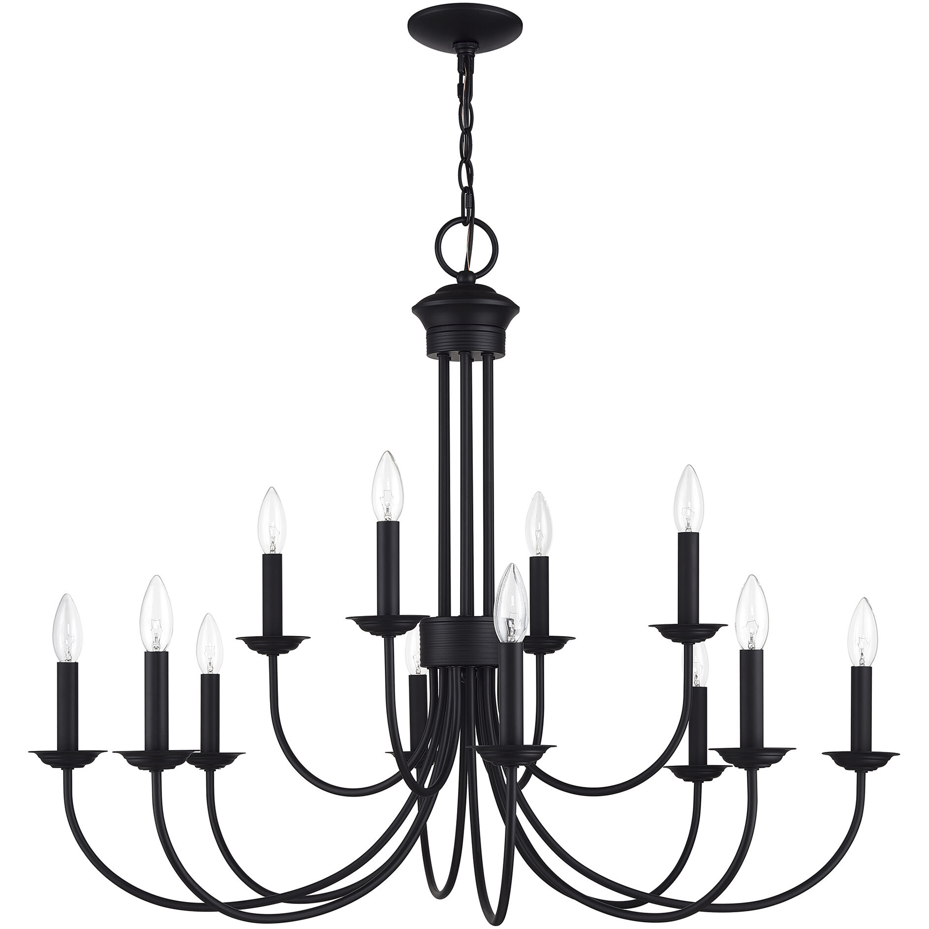 Estate 12 Light 36 inch Black 2-Tier Chandelier Ceiling Light
