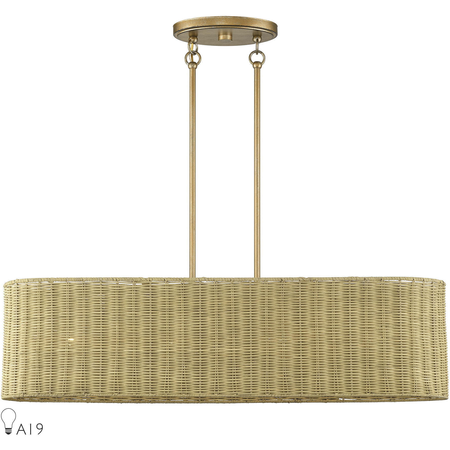 Weavington 4 Light 36 inch Antique Gold Leaf Linear Chandelier Ceiling Light, Large