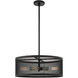 Industro 4 Light 20 inch Black with Brushed Nickel Accents Chandelier Ceiling Light
