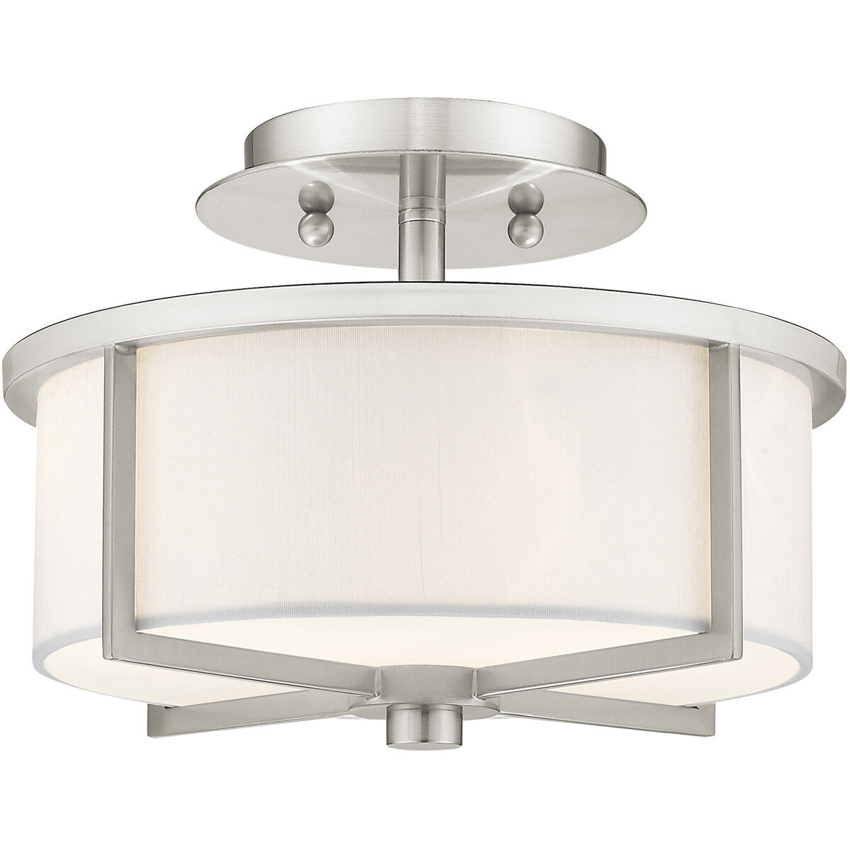 Wesley 2 Light 11 inch Brushed Nickel Semi-Flush Mount Ceiling Light