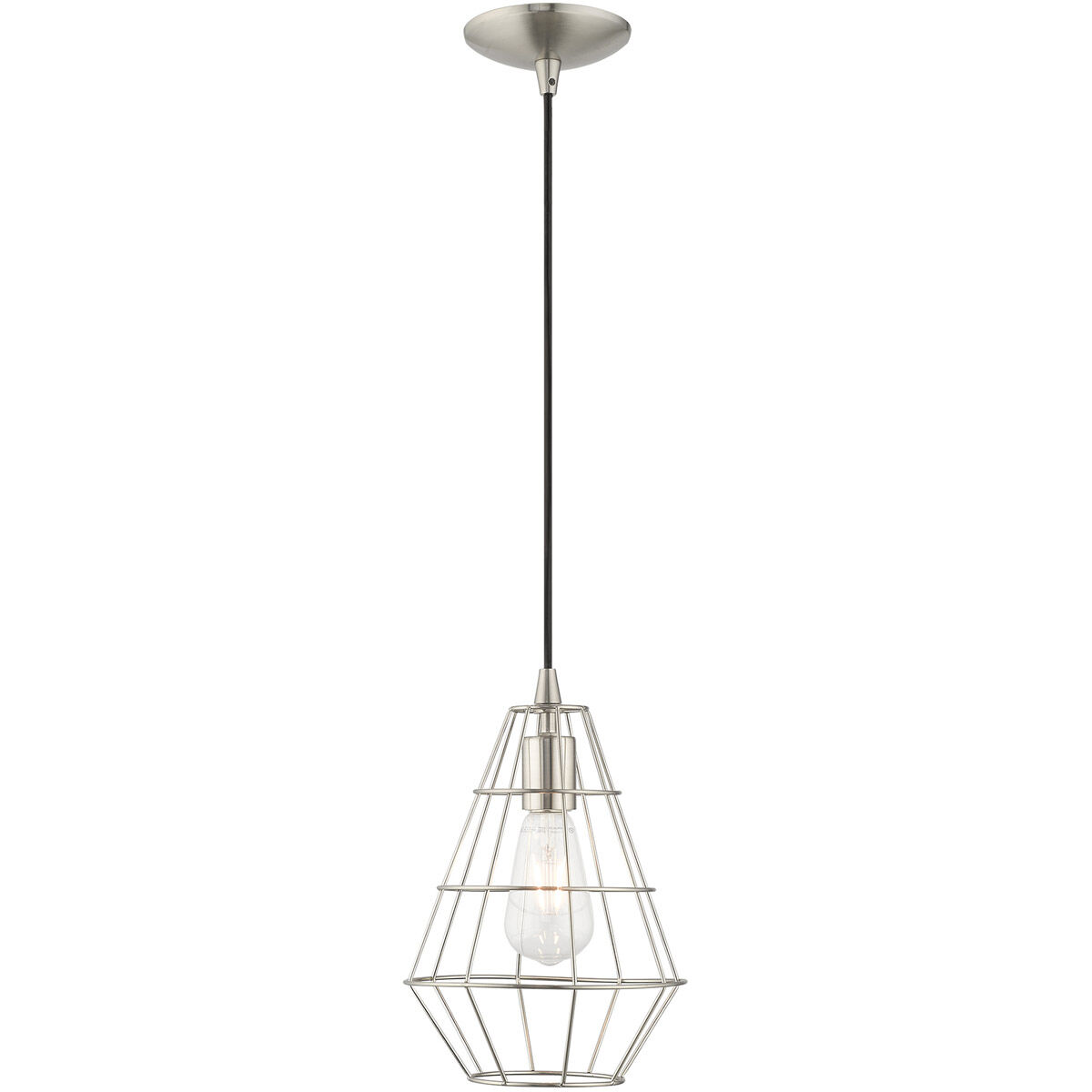 Geometric 1 Light 8 inch Brushed Nickel Mini Pendant Ceiling Light