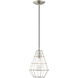 Geometric 1 Light 8 inch Brushed Nickel Mini Pendant Ceiling Light