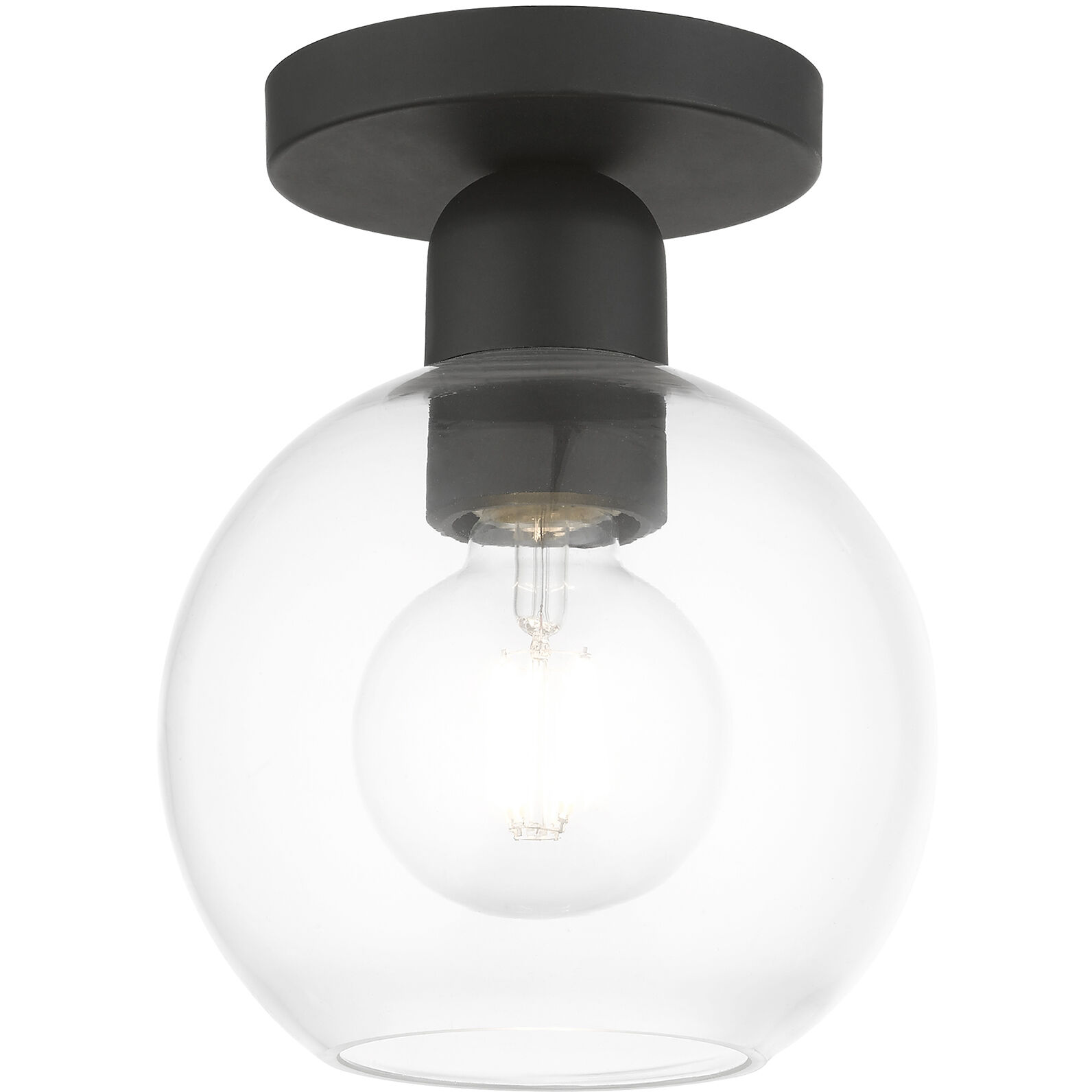 Downtown 1 Light 7 inch Black Semi-Flush Ceiling Light, Sphere