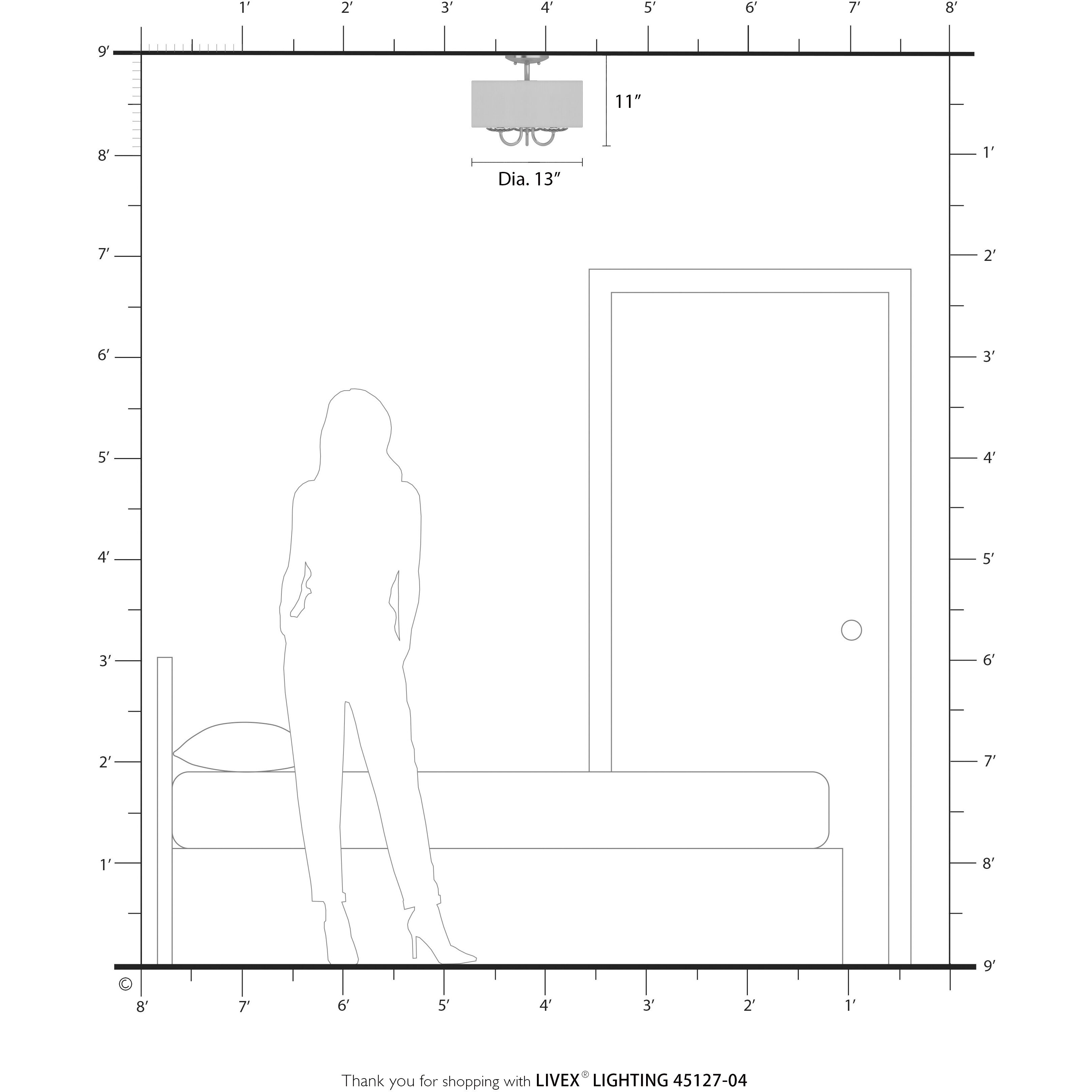 Winchester 3 Light 13 inch Black Semi-Flush Mount Ceiling Light