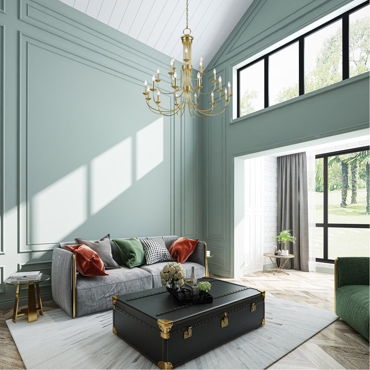 Estate 21 Light 42 inch Polished Brass Foyer Chandelier Ceiling Light