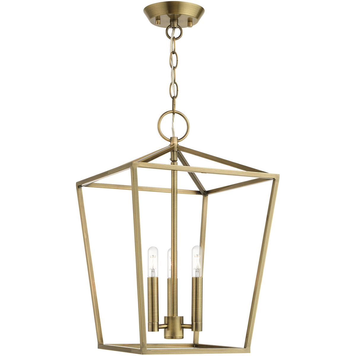 Devone 3 Light 13 inch Antique Brass Convertible Semi Flush/Lantern Ceiling Light