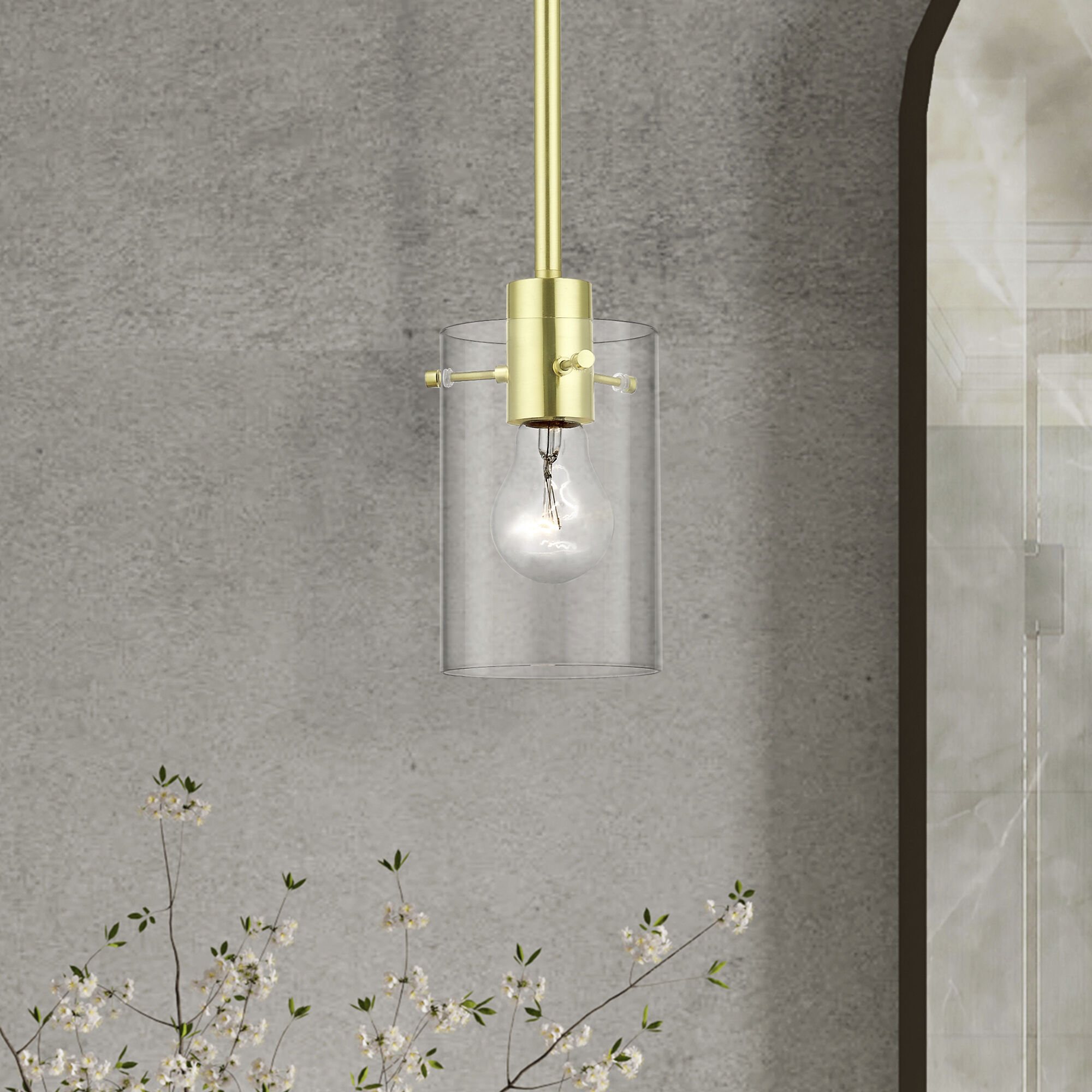 Munich 1 Light 5 inch Satin Brass Single Pendant Ceiling Light, Single