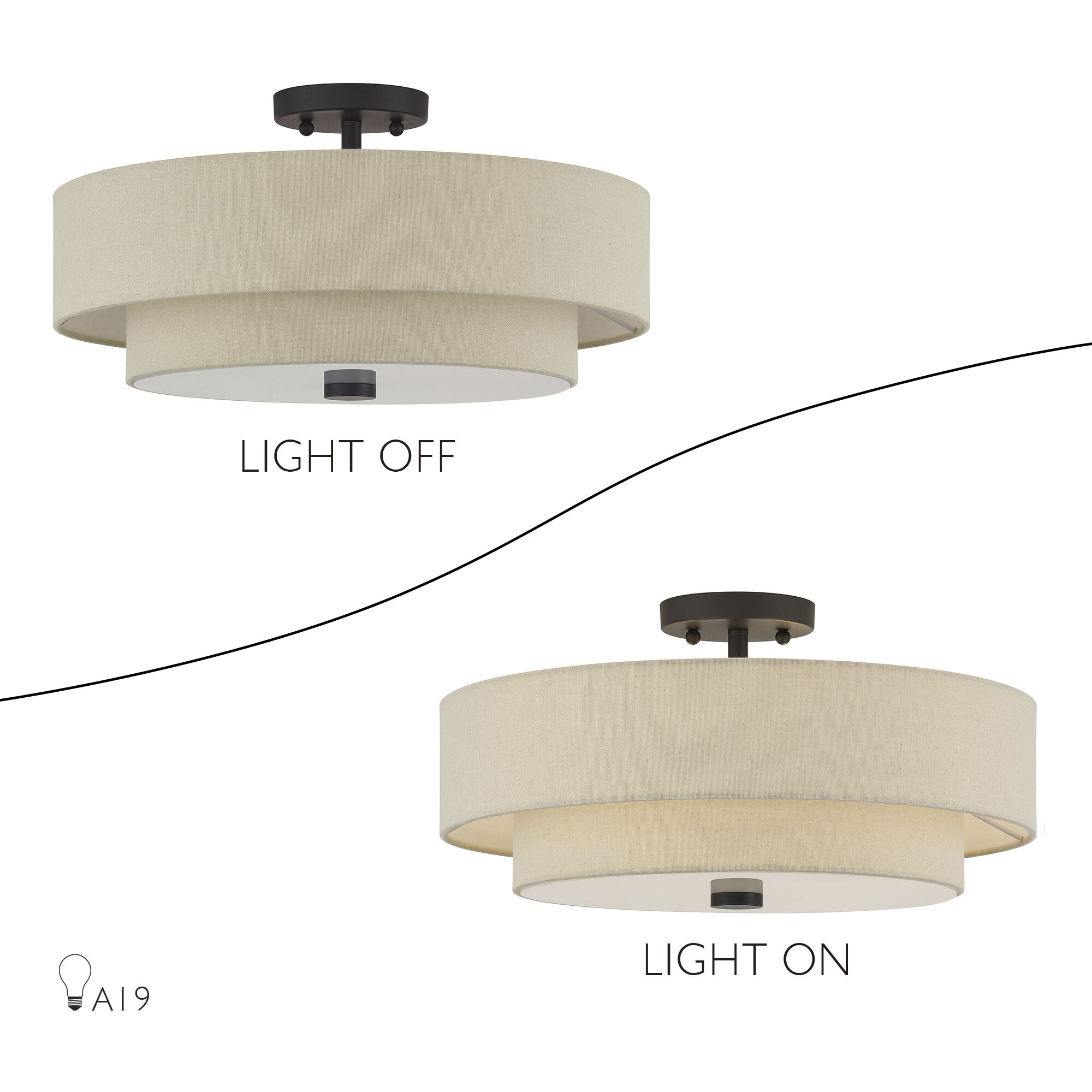 Bellingham 4 Light 18 inch Bronze Semi Flush Mount Ceiling Light, Large