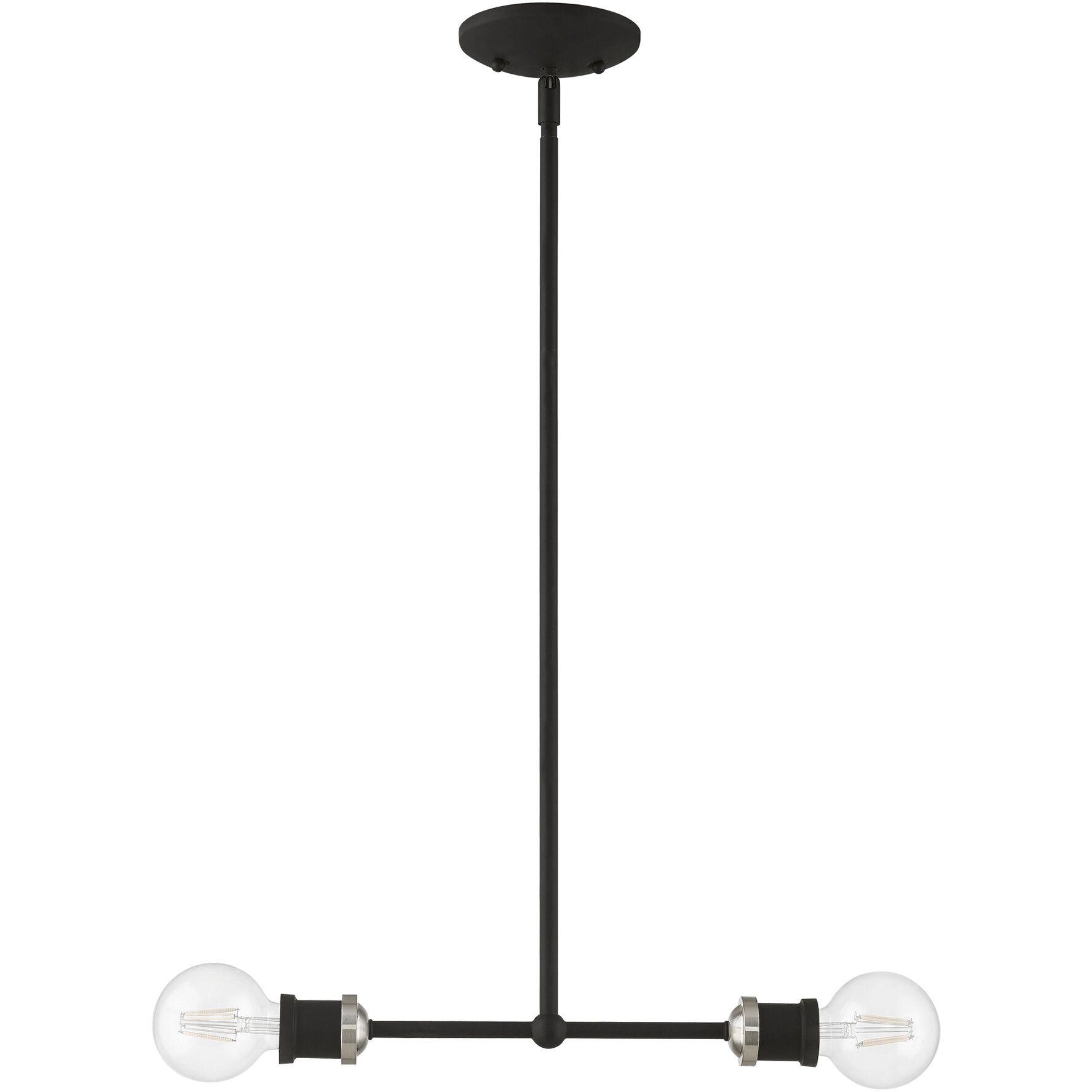 Lansdale 2 Light 14 inch Black with Brushed Nickel Accents Linear Chandelier Ceiling Light