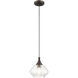 Art Glass 1 Light 8 inch English Bronze Mini Pendant Ceiling Light in Shiny Dark Gray
