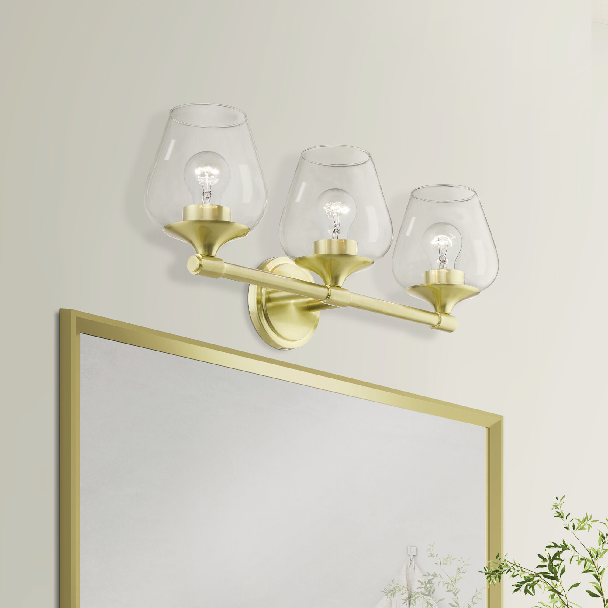 Willow 3 Light 23 inch Satin Brass Vanity Sconce Wall Light