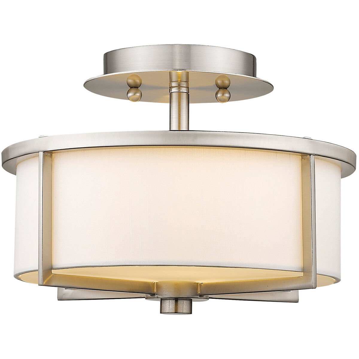 Wesley 2 Light 11 inch Brushed Nickel Semi-Flush Mount Ceiling Light