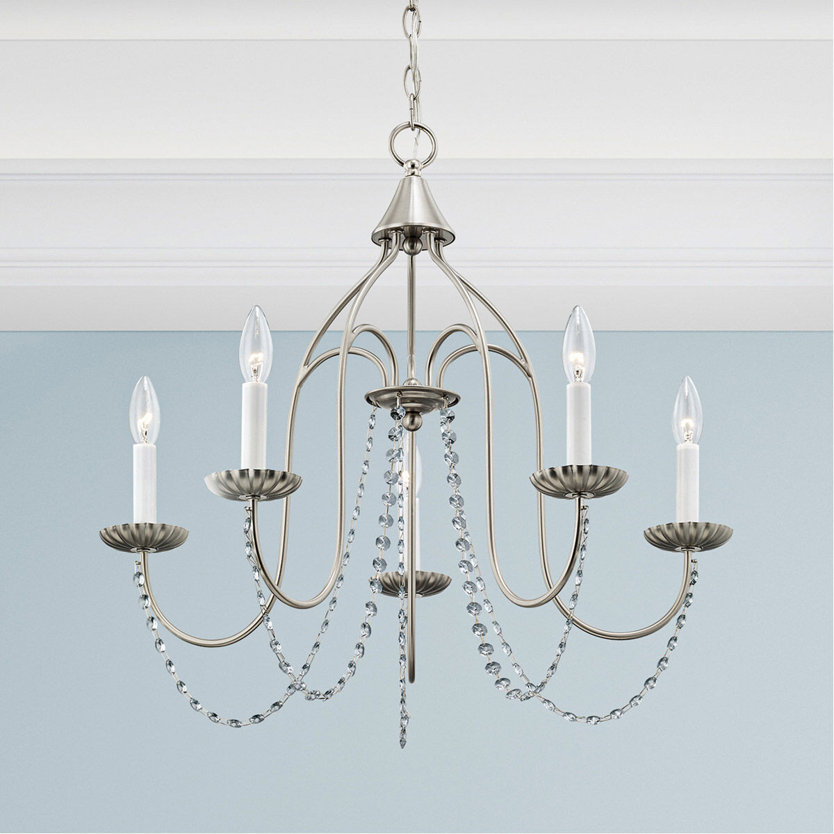 Alessia 5 Light 24 inch Brushed Nickel Chandelier Ceiling Light