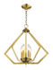 Prism 5 Light 20 inch Antique Brass Chandelier Ceiling Light