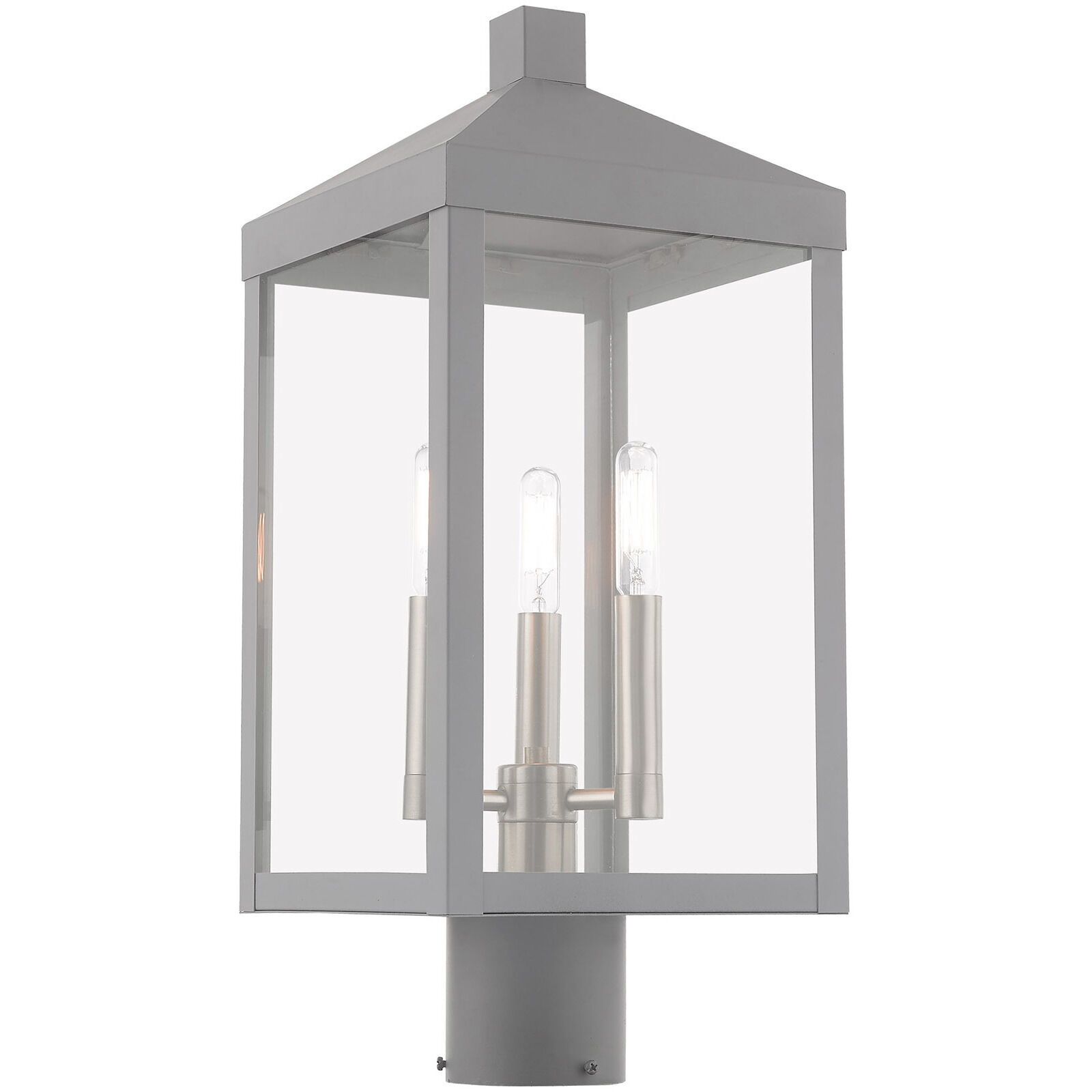 Nyack 3 Light 20 inch Nordic Gray Outdoor Post Top Lantern