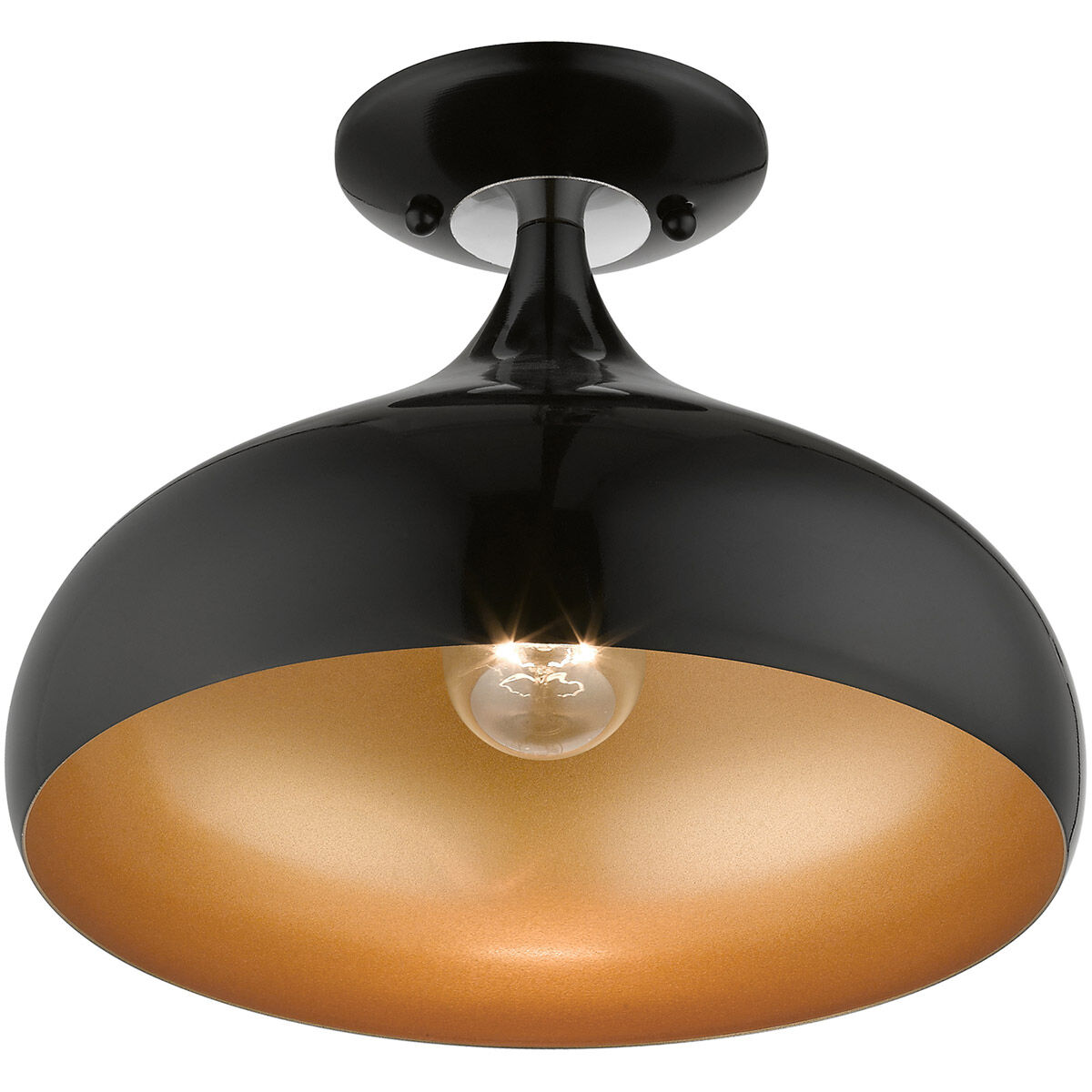 Amador 1 Light 12 inch Shiny Black with Polished Chrome Accents Semi-Flush Mount Ceiling Light