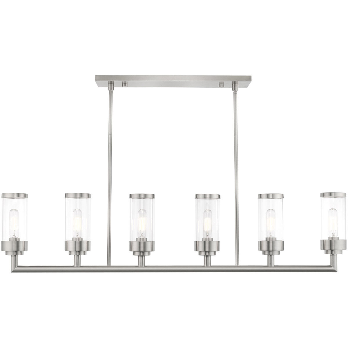 Hillcrest 6 Light 48 inch Brushed Nickel Linear Chandelier Ceiling Light