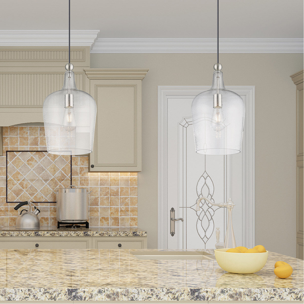 Art Glass 1 Light 9 inch Brushed Nickel Mini Pendant Ceiling Light