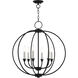 Milania 6 Light 25 inch Black with Brushed Nickel Accents Chandelier Ceiling Light