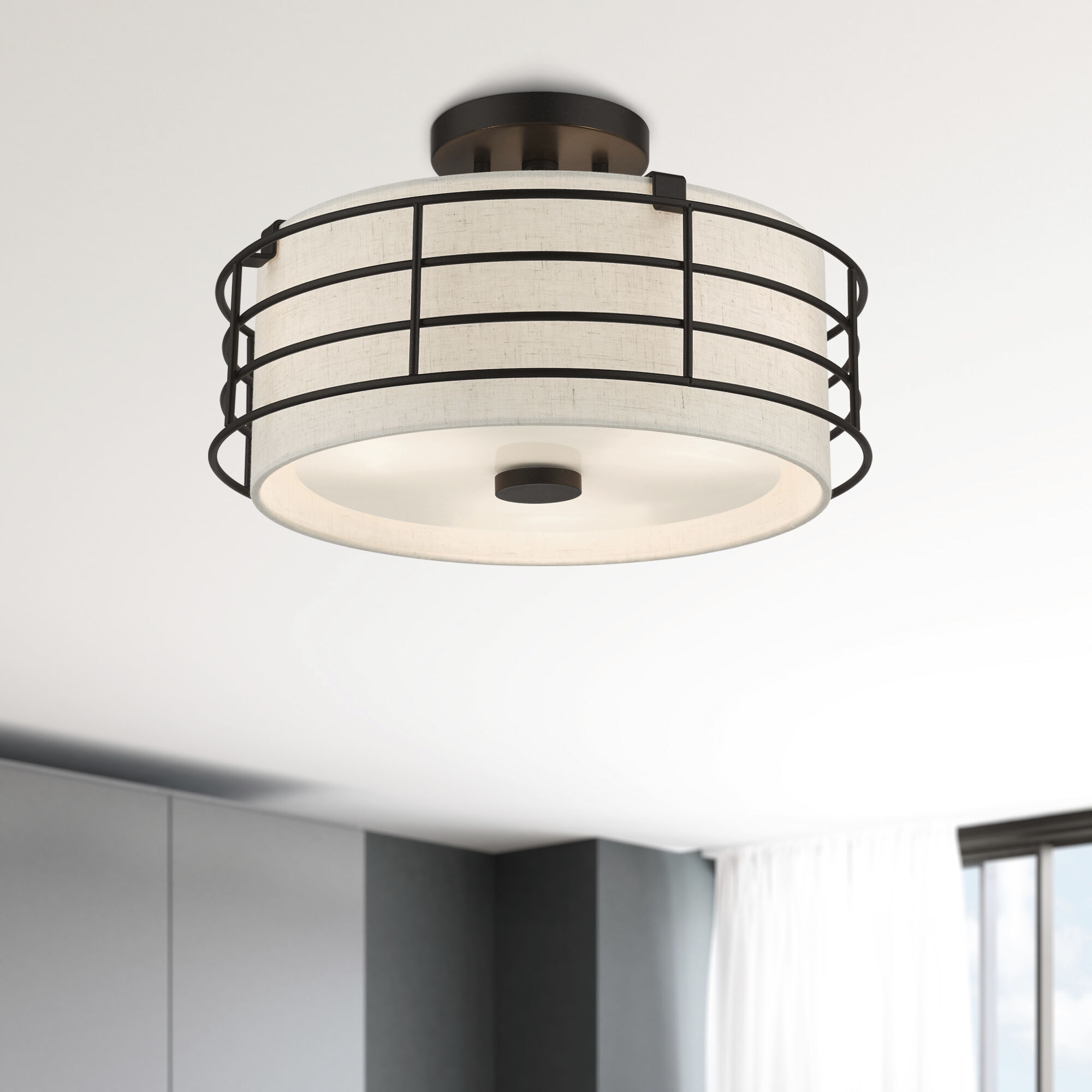 Blanchard 3 Light 15 inch English Bronze Semi Flush Mount Ceiling Light, Large