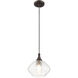 Art Glass 1 Light 8 inch English Bronze Mini Pendant Ceiling Light in Shiny Dark Gray