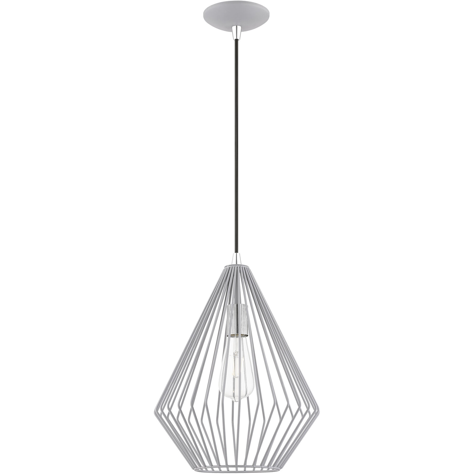 Linz 1 Light 11.5 inch Nordic Gray with Polished Chrome Accents Pendant Ceiling Light