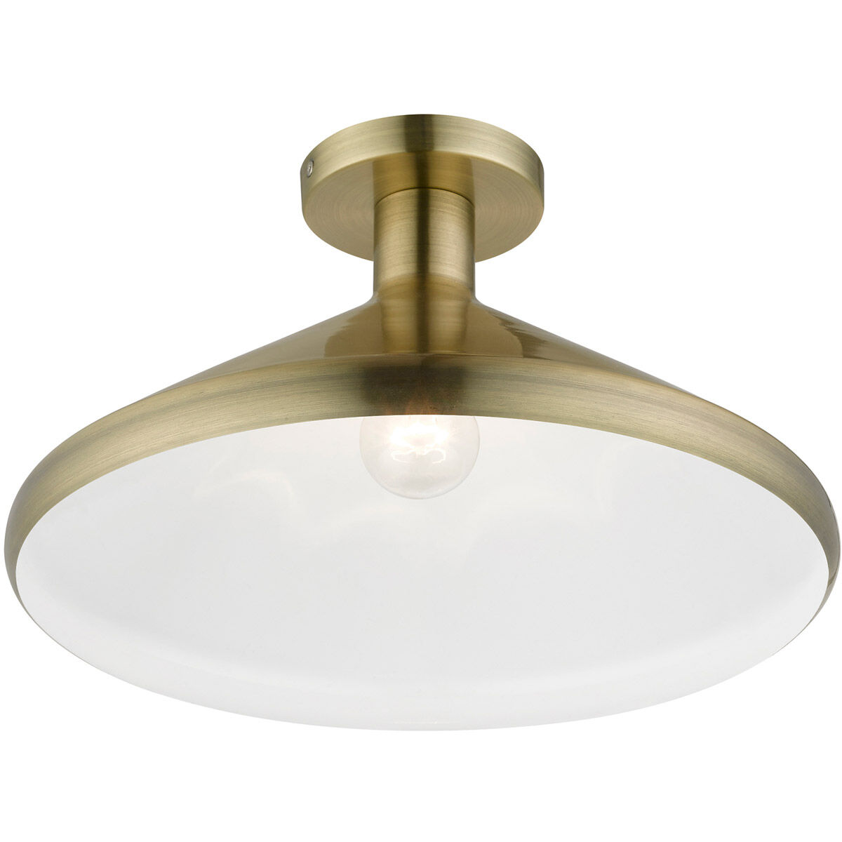 Geneva 1 Light 15 inch Antique Brass Semi-Flush Mount Ceiling Light