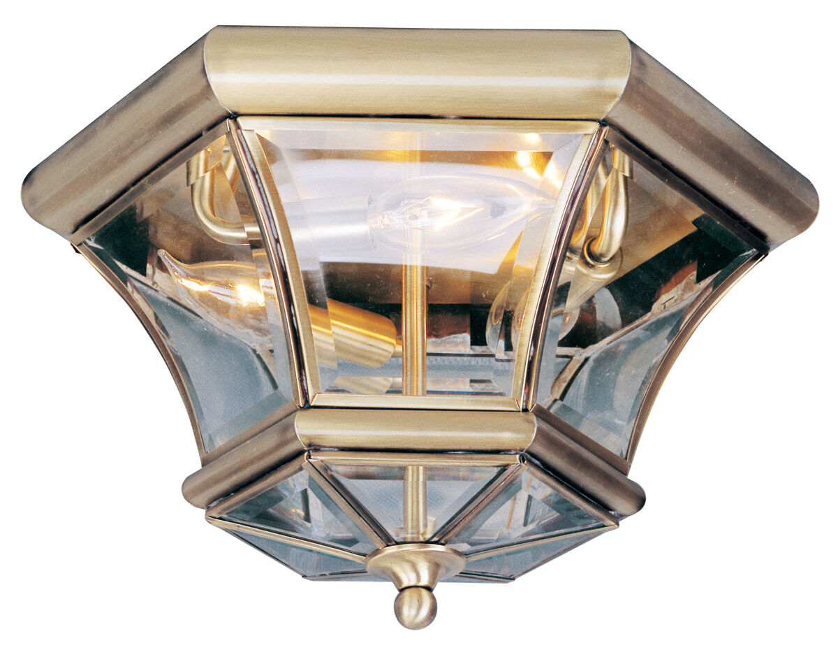 Monterey/Georgetown 3 Light 13 inch Antique Brass Outdoor Ceiling Mount