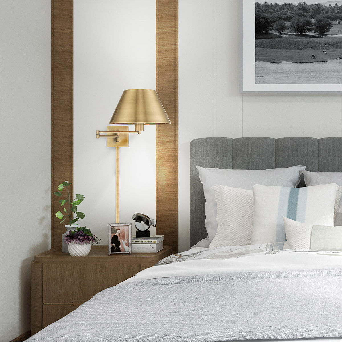 Allison 25 inch 100.00 watt Antique Brass Swing Arm Wall Lamp Wall Light