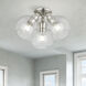 Downtown 3 Light 16 inch Brushed Nickel Semi-Flush Ceiling Light, Sphere