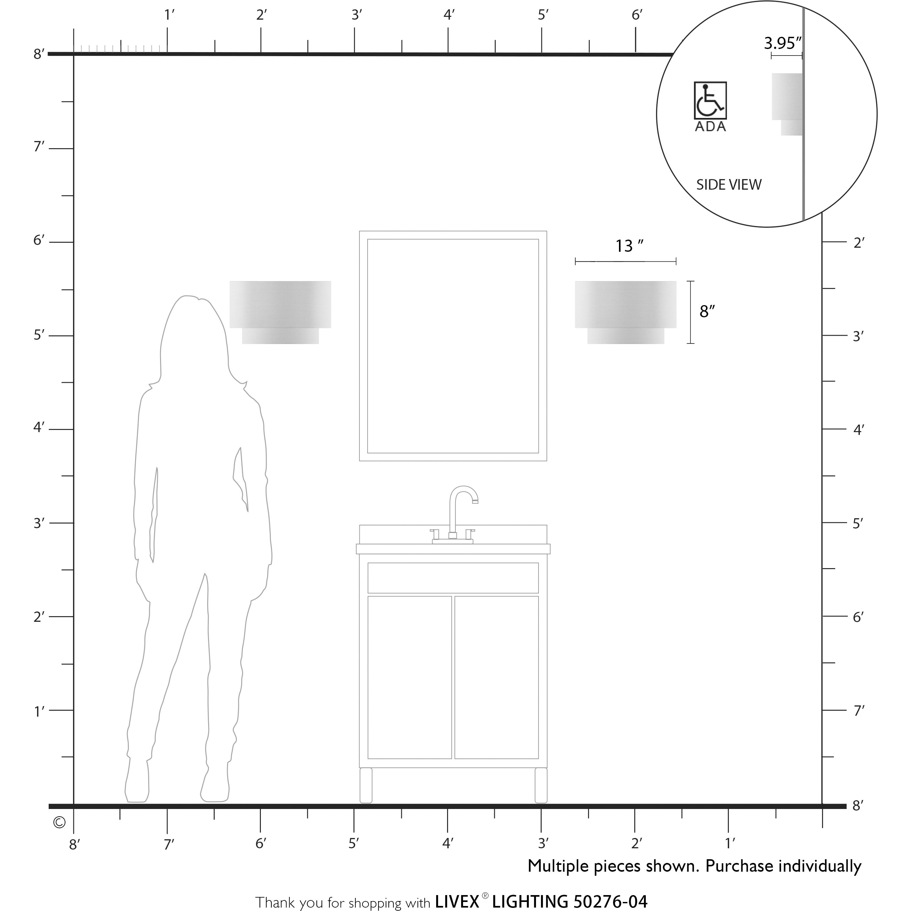 Bainbridge 2 Light 13 inch Black ADA Wall Sconce Wall Light